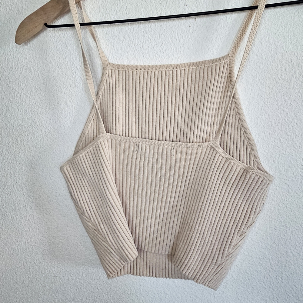 Forever 21 Cream Ribbed Crop Top - Picture 2 of 3